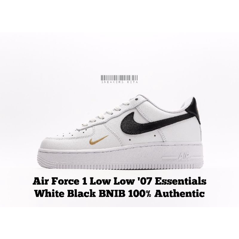 ของแท้ 100% Nike Air Force 1 Low White Black Gold