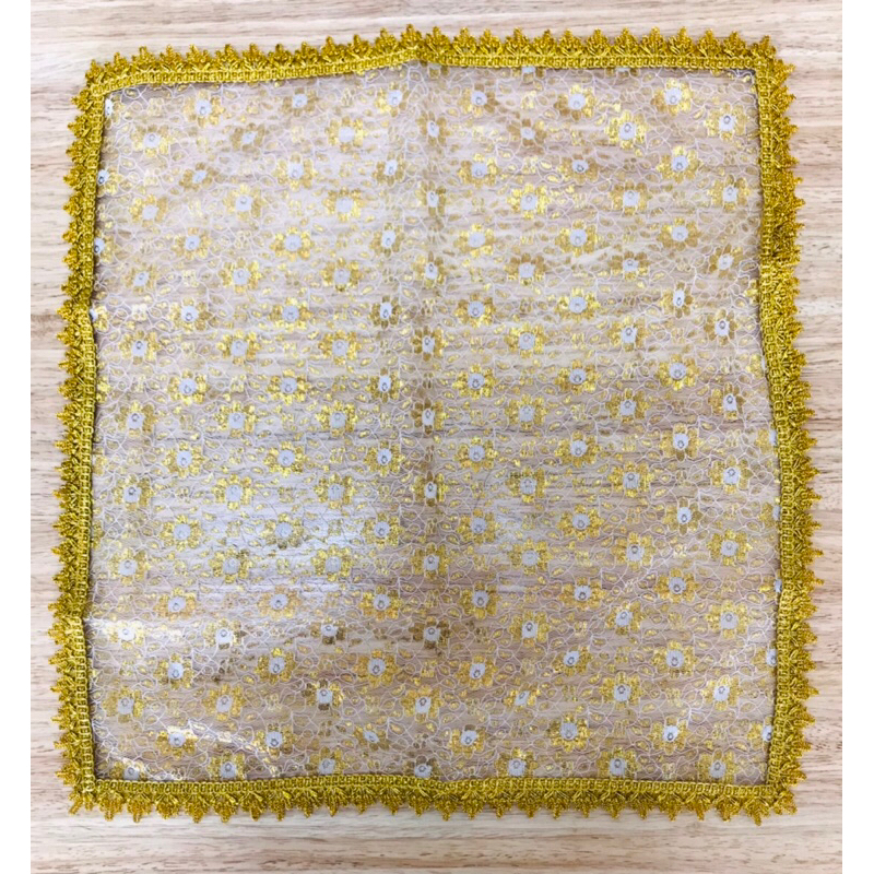 ผ้าคลุมหัวนาค ผ้าลูกไม้ สินค้ามี 3 สี (ราคาต่อผืน) - รูปที่ 4