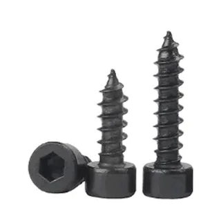สกรูดำ ปลายแหลม สกรูเกียวตลอด ขนาด M5x30, M5x40 mm. อะไหล่ตู้ น๊อตดำหกเหลี่ยม