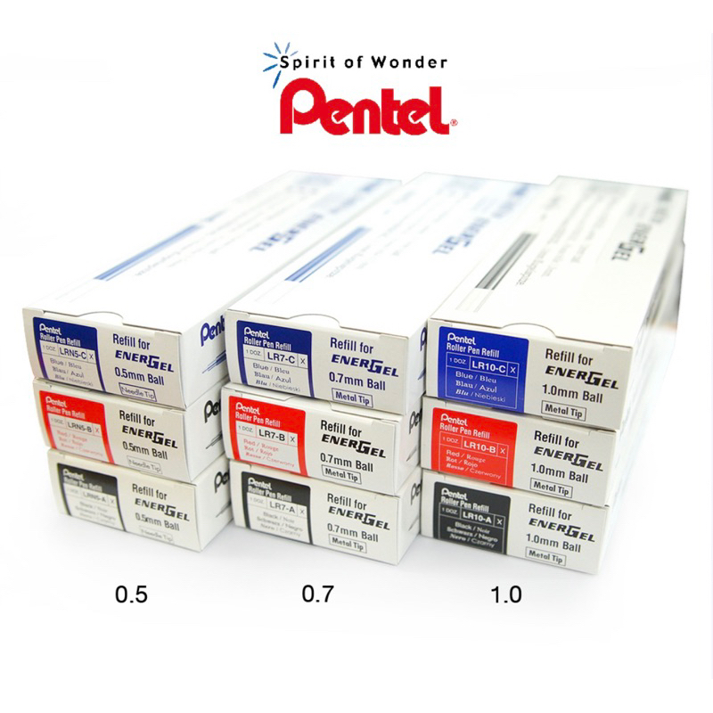 ไส้ปากกา “Pentel” Energel ขนาด 0.5, 0.7 mm. รุ่น LRN5, LR7 (กล่อง/ 12 ชิ้น)