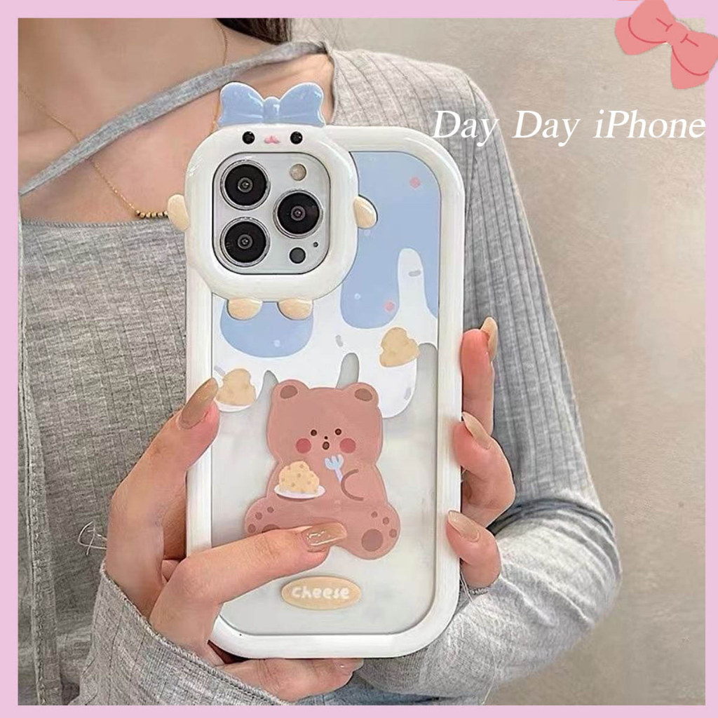 🔥COD🔥เคสโทรศัพท์มือถือนิ่ม TPU หมีการ์ตูน เคส For iPhone 15 14 11 12 13 Pro Max 7 8 Plus XR X XS Max SE 2020 เคสไอโฟน