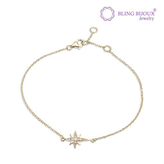 Bling Bijoux สร้อยข้อมือ สร้อยเงินแท้ ทอง 14k จี้รูปดาว ตกแต่งด้วย Nanogem