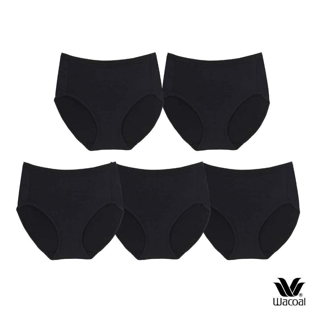 Wacoal Surprise Short Panty กางเกงในใส่สบายวาโก้ รูปแบบเต็มตัว แพ็ค 5 ชิ้น รุ่น WU4C34/WU4F34 สีดำ (BB)
