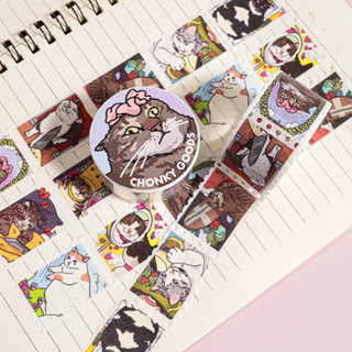 เทปกาว วาชิเทป มาสกิ้งเทปแสตมป์ ลายมีม แมว Tarot Cat Meme Stamp Washi Tape Funny washi tape cute cat washi tape Chonky