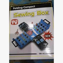 Sewing Box กล่องอุปกรณ์เย็บผ้า ด้าย อุปกรณ์เย็บผ้า ที่เย็บผ้า ด้ายเย็บผ้า (สีฟ้า)