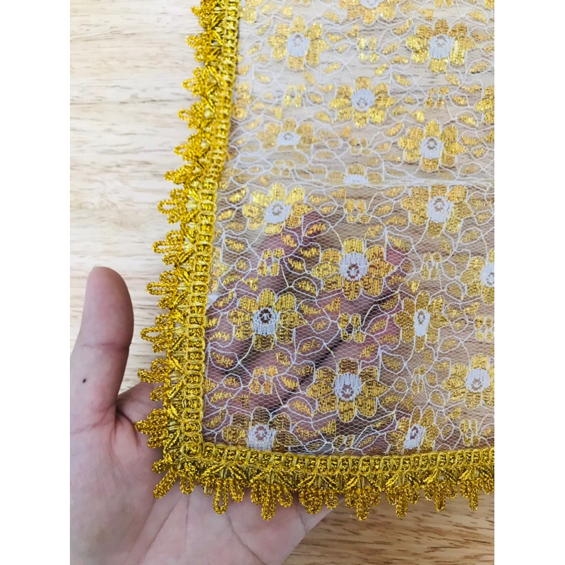 ผ้าคลุมหัวนาค ผ้าลูกไม้ สินค้ามี 3 สี (ราคาต่อผืน) - รูปที่ 5