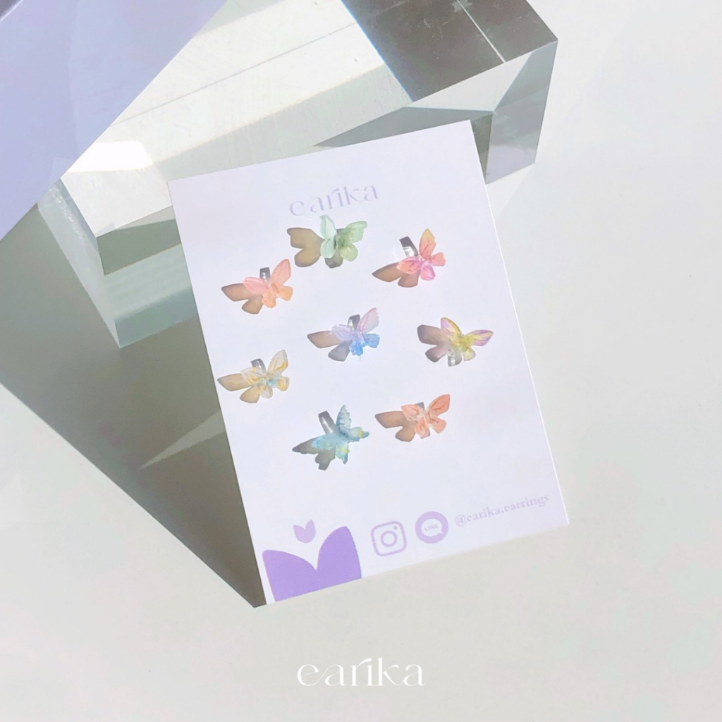 earika.earrings - wild butterfly set เซ็ตต่างหูผีเสื้อก้านเงินแท้ชุบทองคำขาว ผิวแพ้ง่ายใส่ได้