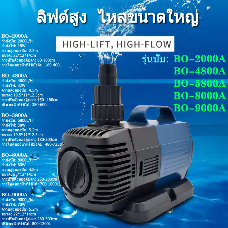 ปั๊มตู้ปลา SOBO /4800A / 5800A / 5000A / 7000A / 8000A / 9000A Aquarium PumpWaterfall Fountain