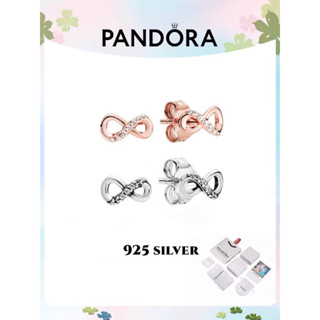 （พร้อมส่งทีไทย)Pandora ของแท100%ต่างหู สีเงินแท้ PandoraPandora