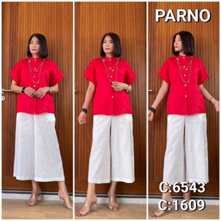 เสื้อเชิ้ตลินินแท้100% แขนสั้น งานป้ายParno