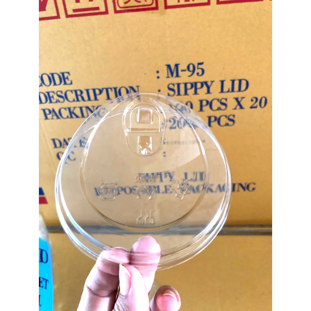 ฝายกดื่ม ปากกว้าง95มม(M-95) มีจุกเปิดปิดได้ยี่ห้อ FPC บรรจุ100ชิ้น/แถวฝาปิดสนิท เพิ่มมูลค่าสวยงามสะอาดปลอดภัย สีใส/สีขาว