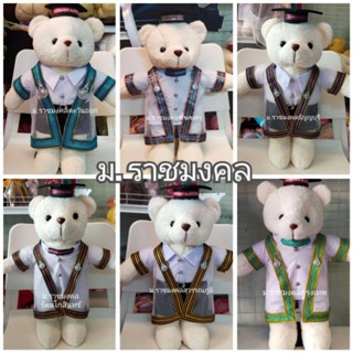 หมีรับปริญญา ม.ราชมงคล ขนาด 45cm แจ้งสีแถบคณะทางแชท (มีถุงตาข่ายผูกโบว์ให้ด้วยค่ะ)