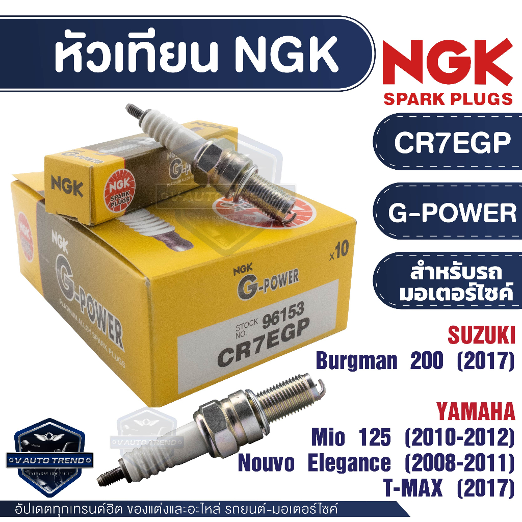 NGK G-POWER หัวเทียน รุ่น CR7EGP (96153)  Mio125/Nouvo Elegance/T-MAX/200 หัวเทียนมอไซค์ หัวเทียนยามาฮ่า อะไหล่ติดรถ