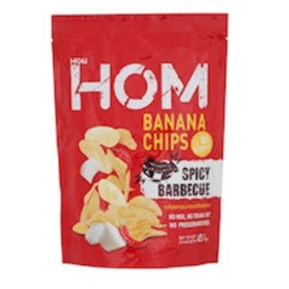 Hom Banana Crispy Spicy Barbecue Flavor 40g.หอมกล้วยหอมทองกรอบรสบาร์บีคิว 40กรัม อาหาร ขนมขบเคี้ยว ผลไม้อบแห้ง