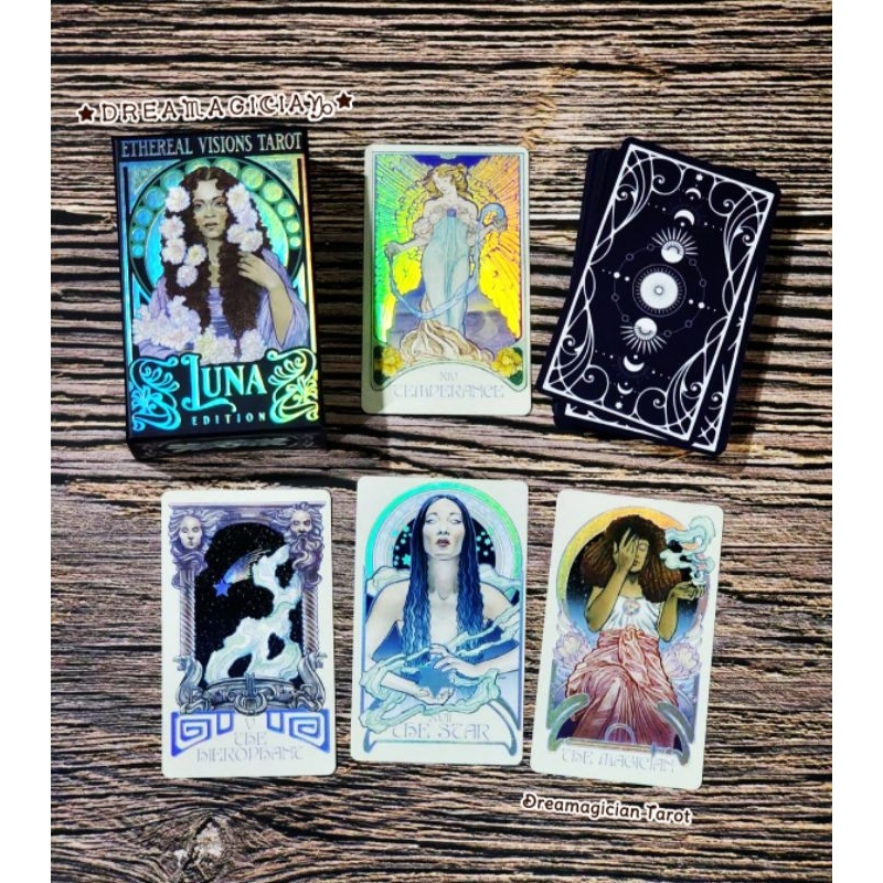 Ethereal Visions Tarot Luna Edition ไพ่แท้เคลือบสีรุ้งโฮโลแกรม ไพ่ยิปซี ไพ่ทาโร่ต์ Tarot Oracle Card
