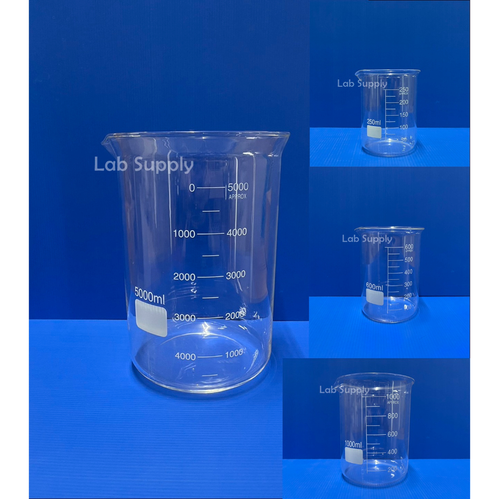 Czech_Beaker low form 5000 ml , บีกเกอร์แก้ว ขนาด 5 ลิตร เนื้อแก้ว Borosilicate glass 3.3 , บีกเกอร์