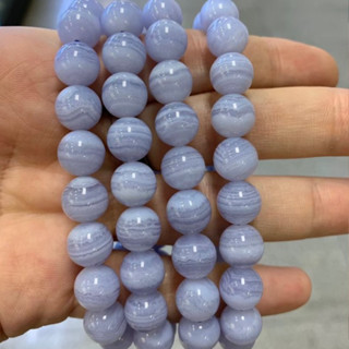 กำไลข้อมือหินนำโชค บลูเลสอาเกต Blue Lace Agate เกรด AAA *หินแท้ธรรมชาติ*