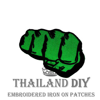 ตัวรีดติดเสื้อ ลายสัญลักษณ์นิ้วมือ มือ กำปั้น หมัด ฮัลค์ Hulk Punch Hand Sign Patch งานปัก WOP DIY ตัวรีด อาร์มติดเสื้อ