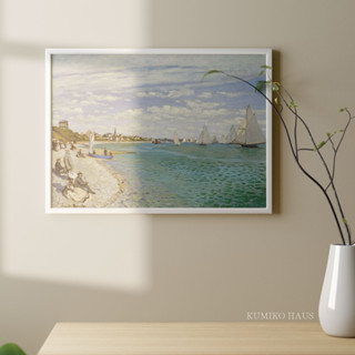 พร้อมส่ง 💥 กรอบรูปแต่งห้อง The Beach at Sainte-Adresse - Claude Monet กรอบลอย