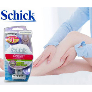 Sk มีดโกนสำหรับผิวแพ้ง่ายแบบ 4 ใบมีด  Schick Schick Body Quattro 4 Disposable For Women For Sensitive Skin  (jp)