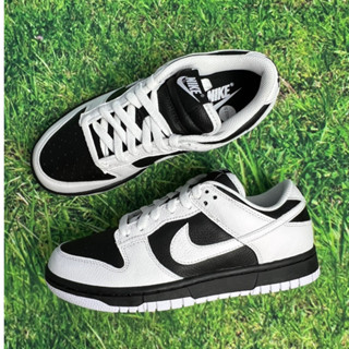 ของแท้ 100%Nike Dunk Low "Reverse Panda" รองเท้าผ้าใบลำลองย้อนยุคอินเทรนด์