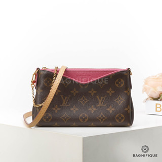 LOUIS VUITTON PALLAS CLUTCH 23 EBENE PINK MONOGRAM CANVAS GHW