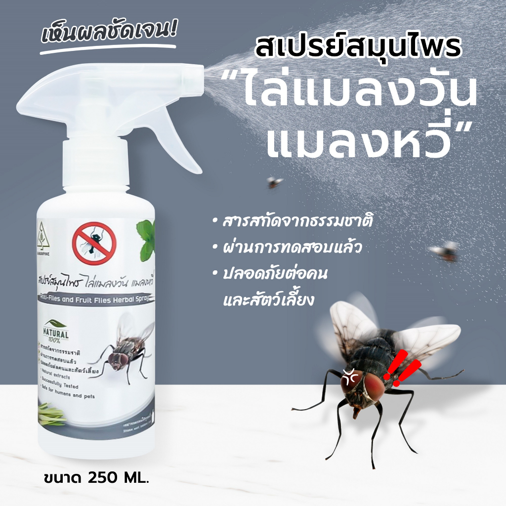 ‼️ไล่แมลงวัน แมลงหวี่‼️ SAMUNPINE สเปรย์สมุนไพร ไล่แมลงวัน แมลงหวี่ 250 ml.(ป้องกันแมลงวันได้นานถึง 6 ชม.) ขายดีอันดับ 1