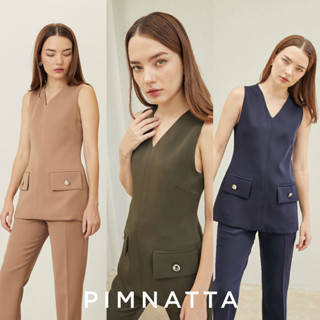 Pimnatta Vivi Top (สินค้าพร้อมส่ง🛒) เสื้อคอวี งานดีเทลมีกระเป๋าติดกระดุม ใส่สบาย ใส่ไปทำงานก็ให้ลุคเรียบหรูดูแพง