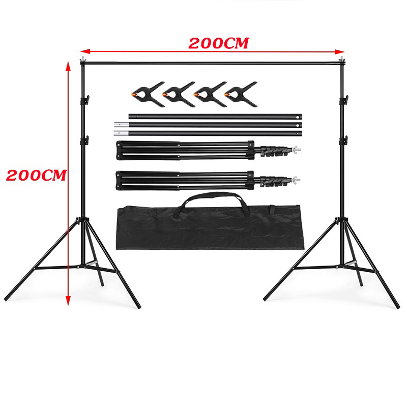 ฉากถ่ายรูป 2x2m มี3สีเลือกได้ ครบเซต (โครงฉากอลูทิเนียม2x2m ขา2m 2ตัว/คานบน3ท่อน และตัวหนีบผ้า4ตัวค่ะ &1 3x1.6m ฉากหลัง)