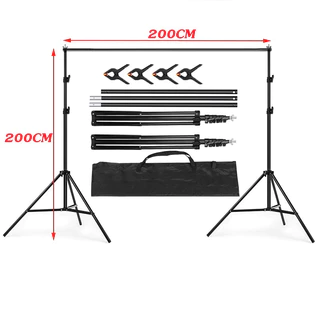 ฉากถ่ายรูป 2x2m มี3สีเลือกได้ ครบเซต (โครงฉากอลูทิเนียม2x2m ขา2m 2ตัว/คานบน3ท่อน และตัวหนีบผ้า4ตัวค่ะ &1 3x1.6m ฉากหลัง)