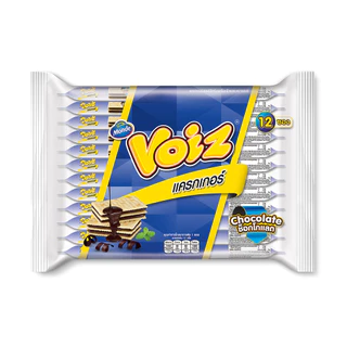 [3 แพ็ค] Voiz Cracker Chocolate วอยซ์ แครกเกอร์ ช็อกโกแลต 24 กรัม 12 ซอง รวม 3 แพ็ค