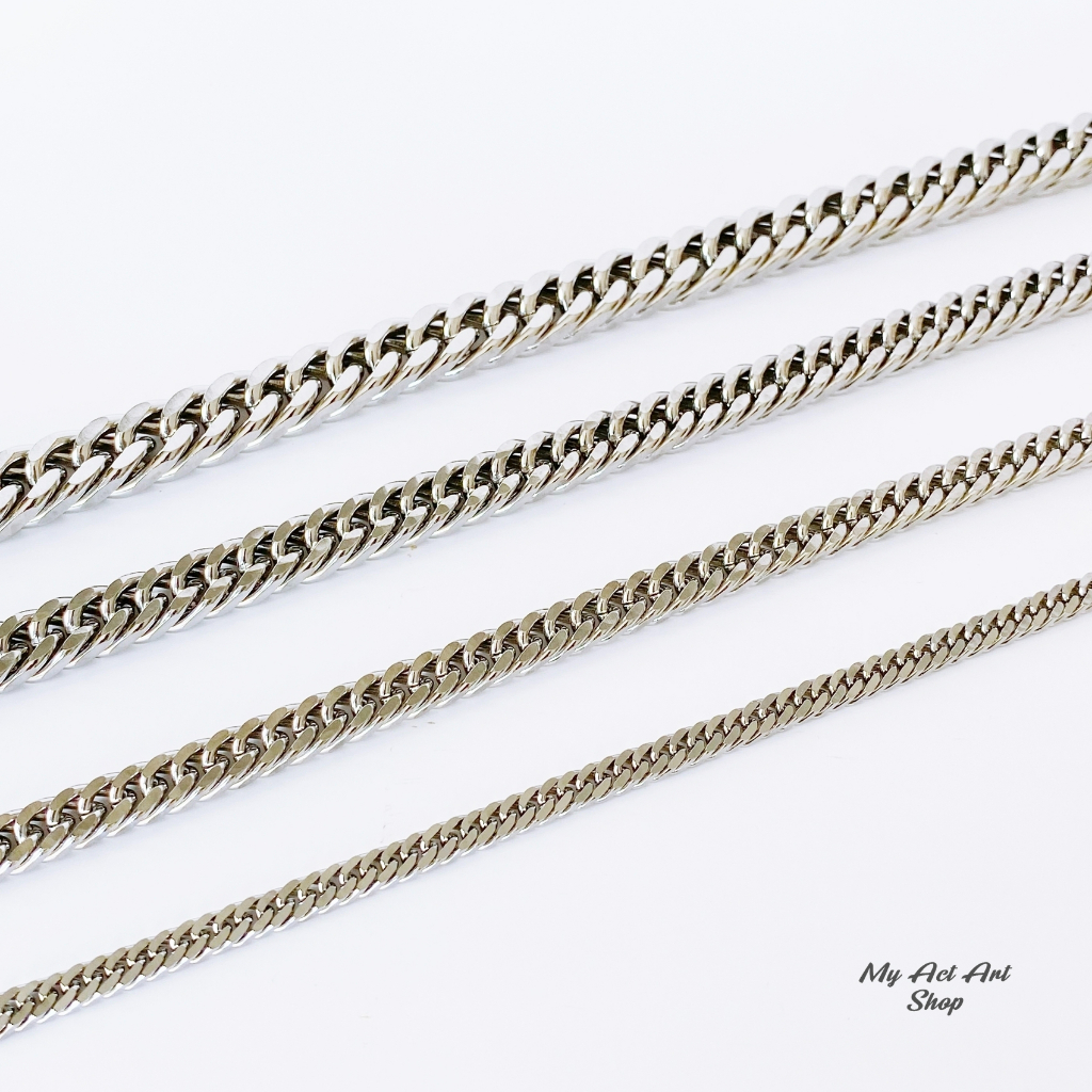 สร้อยคอ No.2 6-12mm เลสสร้อยคอ สร้อยโซ่ แสตนเลสแท้ ไม่ลอกไม่ดำ ใส่อาบน้ำได้ Stainless Steel 100%