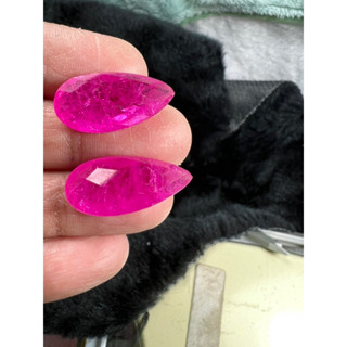 pink Ruby briolette 7x15 weight 10 carats ทับทิม Lab pink RUBY สีแดง รูบี้  7x15 มิลลิเมตร