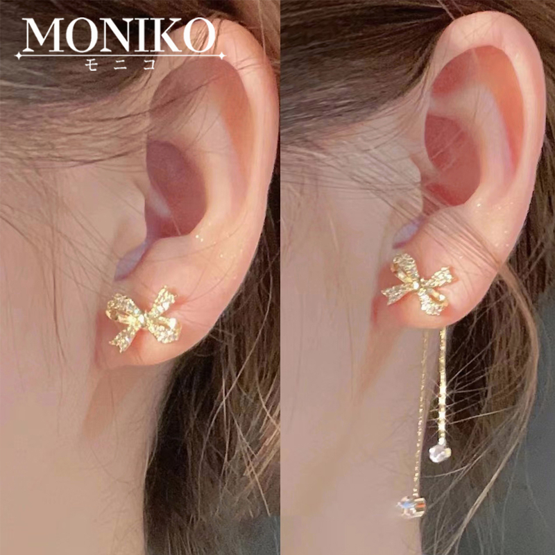 MONIKO حلق متدلٍ بفيونكة وشراشيب — صورة 4