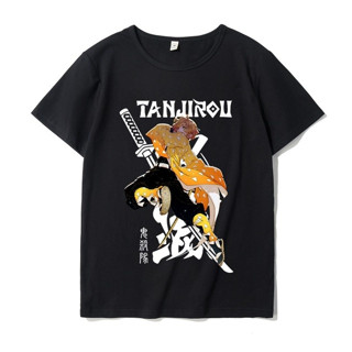 ดีมอนสเลเยอร์โกสต์ - บลีด Tanjiro และ Nezuko T-shirt เสื้อลำลองผ้าฝ้ายคอกลม Tees