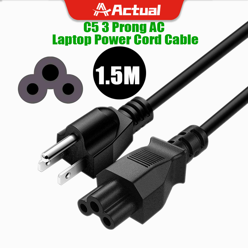 Actual 🇹🇭 สายไฟ AC แบบ3 รูกลม(แบบที่เสียบ Adapter Notebook) หัวปลั๊ก3ขามีกราวด์ AC Power Cord for No