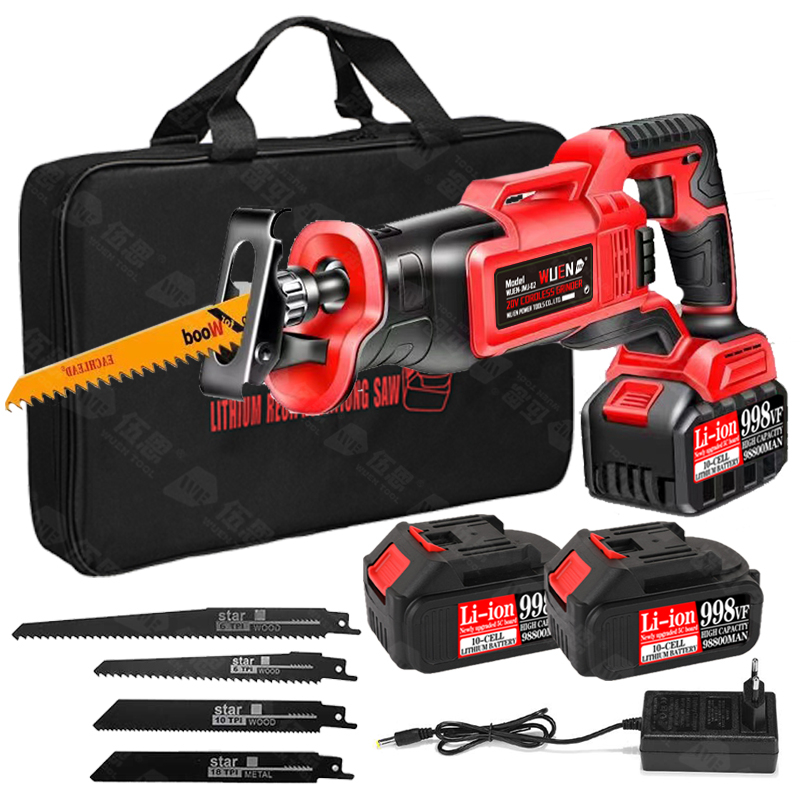 เลื่อยลูกสูบ 20V 998vf เลื่อยลูกสูบไร้สายมือถือไม้ตัดโลหะ ชุด พร้อมแบตเตอรี่