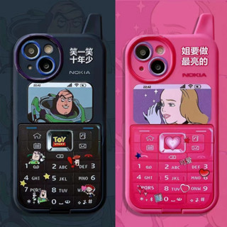 💜ส่งของขวัญ💜เคสไอโฟน 14 Pro Max 13 12 11 เคส for เคสไอโฟน11 การ์ตูน กระจกเงา โทรศัพท์ปุ่มกด พกง่ายๆ Case