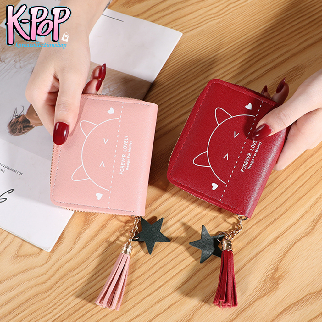 KOREA(KR1367) กระเป๋าสตางค์ใบสั้นสกรีนลายหน้าหมี กระเป๋าใส่เหรียญ