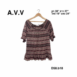 a.v.v เสื้อผ้าชีฟองเบา ไม่ต้องรีดลายดอกไม้กราฟฟิก อก 38 ยาว 27