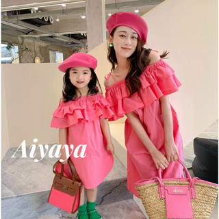 Aiyaya เดรสเด็กผู้หญิง ชุดเดสเด็กผู้หญิงสีแดง ชุดเอวลอยเด็กผู้หญิง (132)