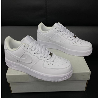 Nike Air Force 107 Low Top สีขาวบริสุทธิ์【ของแท้ 100 %】