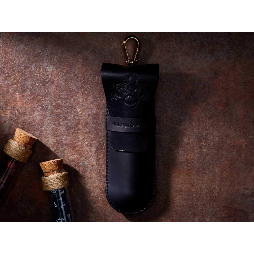 Elder Dragon RPG Double Potion Bag | Small Dice Bag | Black Leather Bag With Dice Potion Flask Set |