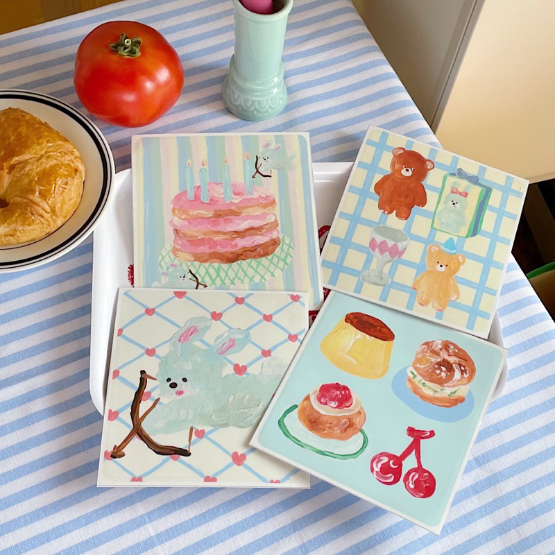 𝓝𝓮𝔀 สติ๊กเกอร์สูญญากาศ ติดพรบ.หน้ารถ   ติดรถ 🪞หรืแตกแต่งกระจกให้น่ารัก ลายหมีน่ารัก🧸🍒🥞 l plaifah.postcard