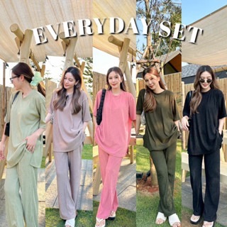 (โค้ด L299HIT ลด 20%) EVERYDAY SET ชุดเซ็ท เสื้อ Oversized กางเกงสม็อค มีกระเป๋า2ข้าง พรางหุ่นดีมาก ไม่บาง ไม่ต้