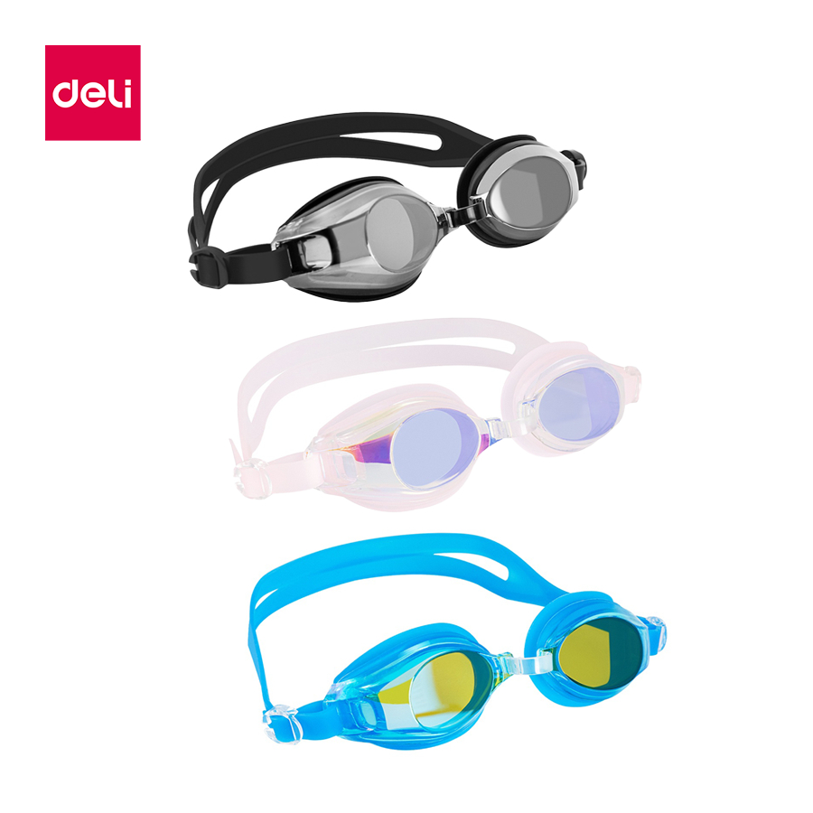Deli แว่นตาว่ายน้ำ แว่นตาดำน้ำ กันน้ำ เลนส์ HD ป้องกันการเกิดฝ้า ปรับสายได้ ซิลิโคนนุ่ม Swimming Gog