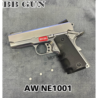 อัดแกส AW NE1001  M1911 Compact  สีเงิน แถมฟรีอุปกรณ์พร้อมเล่น