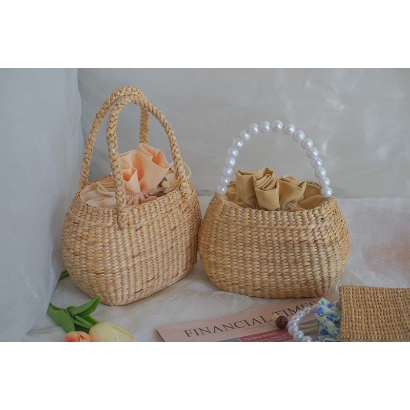 Bunny กระเป๋าสานผักตบชวา เลือกสายถือได้ กระเป๋าถือแฟชั่น