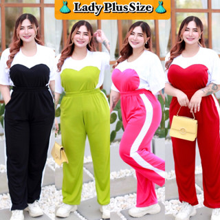 ✨New🛒L120 เซ็ตขายาว Set2ชิ้น(เสื้อ+กางเกง)ผ้าพิมพ์ลายแบรน สาวอวบอ้วน Bigsize