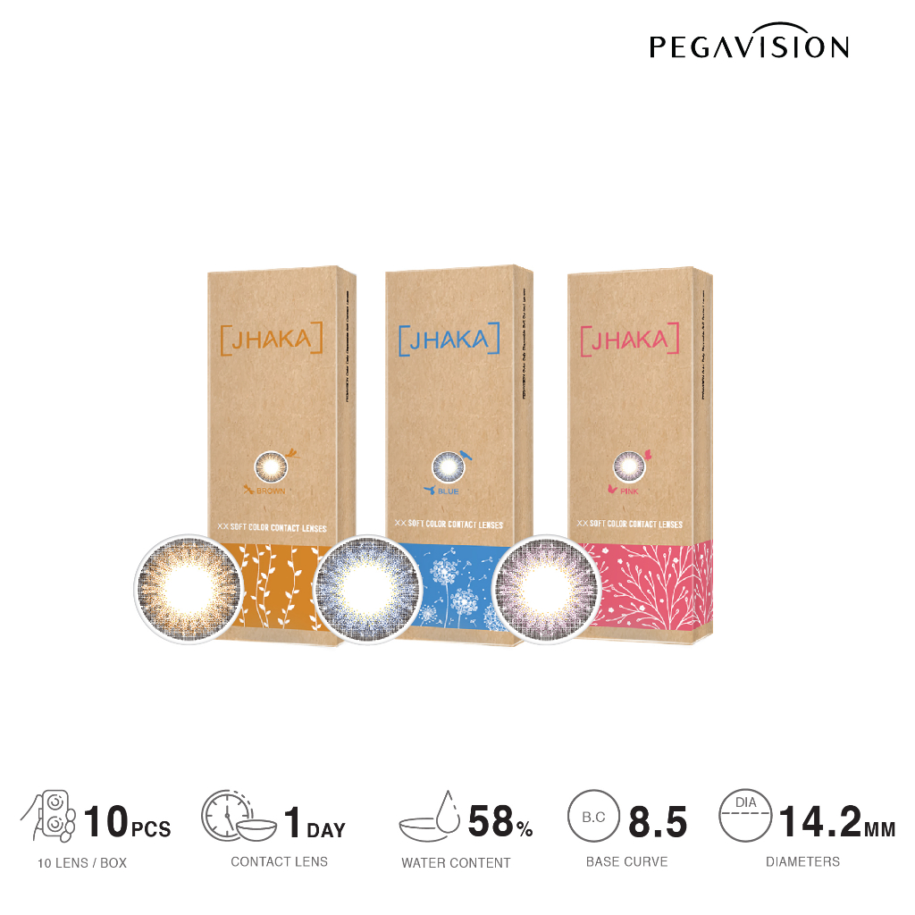 คอนแทคเลนส์สี รายวัน PEGAVISION รุ่น Jhaka (set 3 สี/30 เลนส์)
